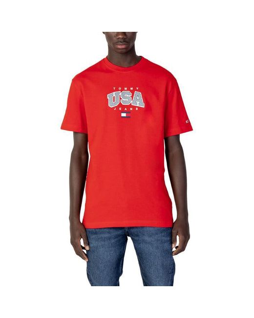 TOMMY HILFIGER JEANS Men T-shirt in Red for Men | Lyst