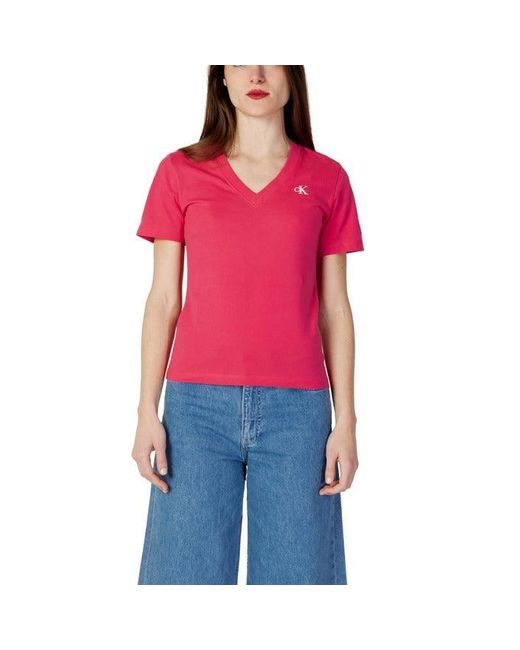 Womens red calvin klein t on sale shirt