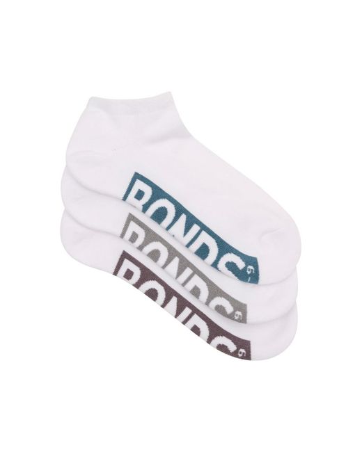 Bonds White Logo Cushioned Low Cut Socks 3 Pack for men