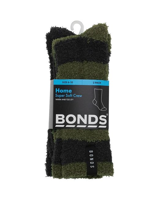 Bonds Black Super Soft Crew Socks 2 Pack for men