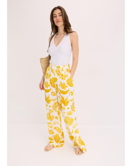 bonprix Yellow Bedruckte Weite Hose Aus Strukturierter Viskose