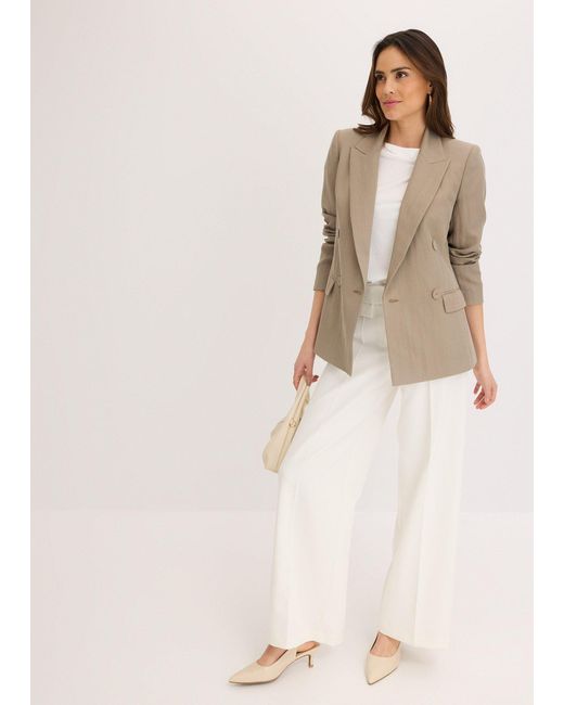 Blazer Con Lyocell Effetto Crinkle di bonprix in Natural