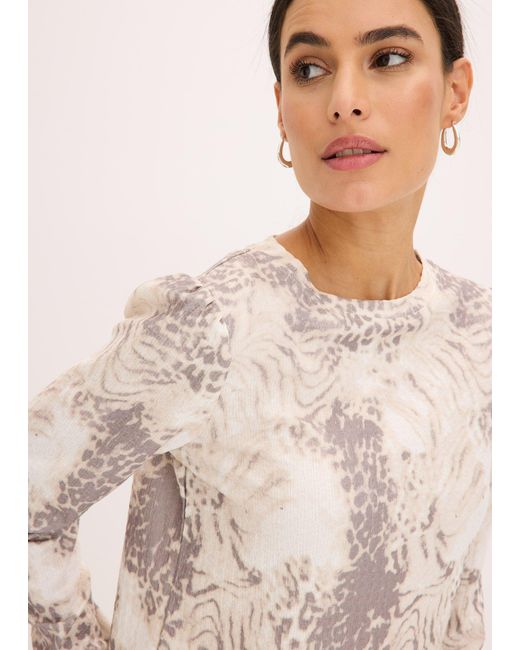 bonprix White Langarmshirt Mit Struktur