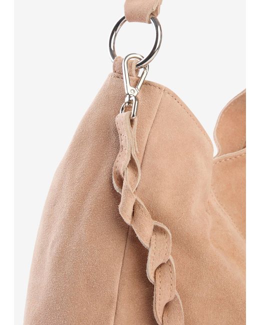 bonprix Pink Veloursledertasche Mit Dekorativem Zusatzriemen