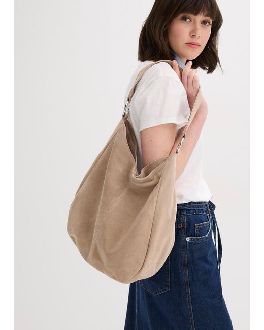 bonprix Pink Veloursledertasche Mit Dekorativem Zusatzriemen