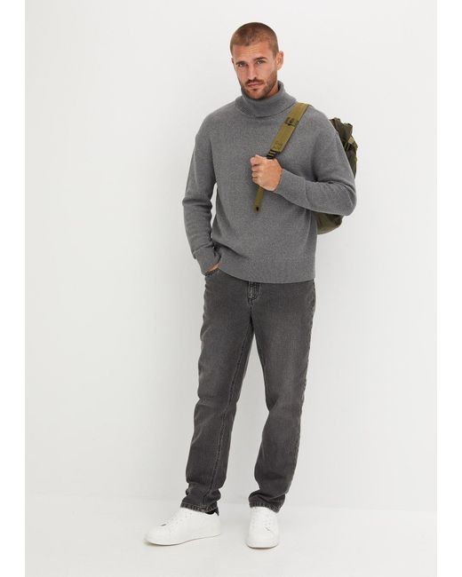 Maglione A Collo Alto Con Cotone Riciclato, Loose Fit di bonprix in Gray da Uomo