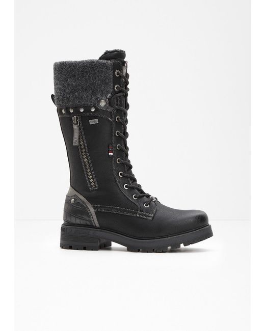 bonprix Damen Mustang Schnürstiefel in schwarz