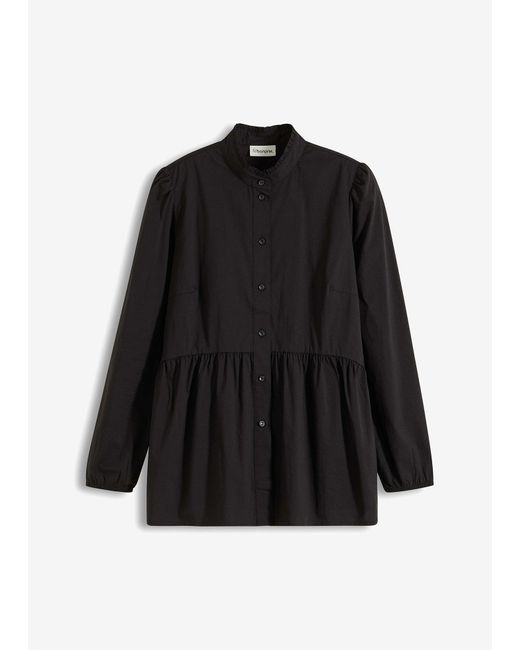 Camicetta Lunga Con Arricciatura di bonprix in Black