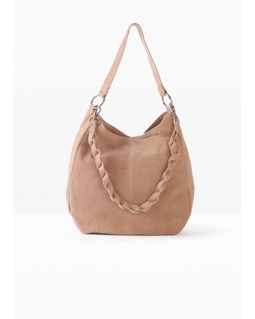 bonprix Pink Veloursledertasche Mit Dekorativem Zusatzriemen