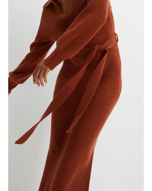 bonprix Red Maxi-Strickkleid Mit Gürtel (2-Tlg. Set)