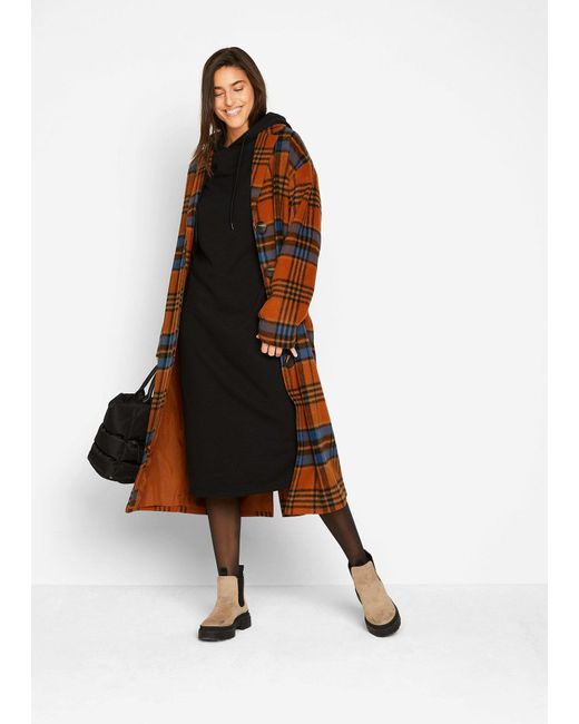 bonprix Black Oversize-Sweatkleid Mit Kapuze
