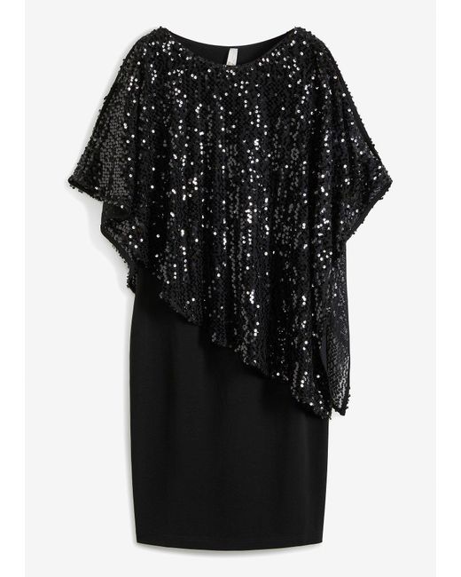 bonprix Black Paillettenkleid Mit Überwurf