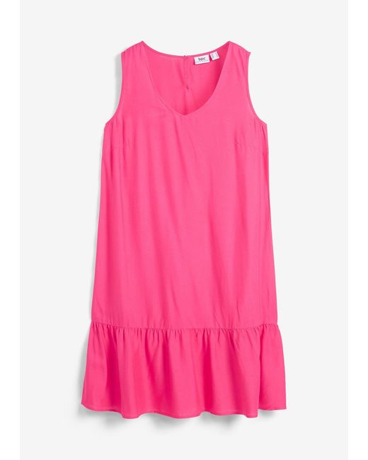 bonprix Pink Kurzes Kleid Aus Fließender Viskose