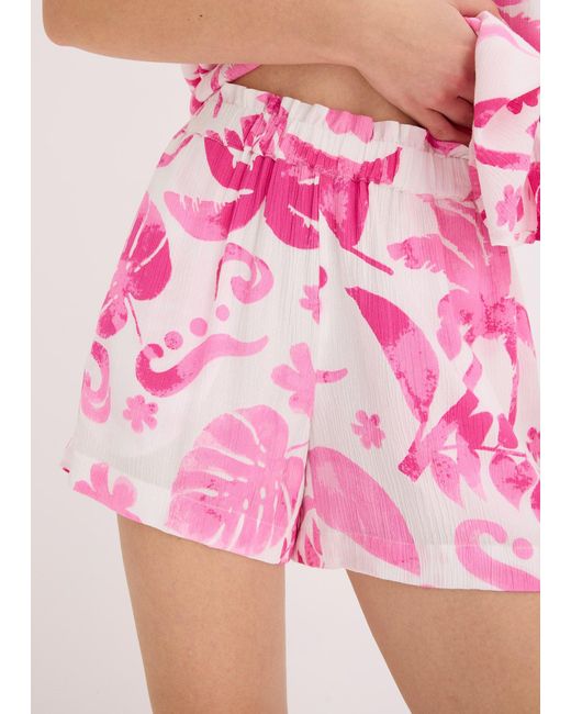 bonprix Pink Bedruckte Shorts Aus Strukturierter Viskose