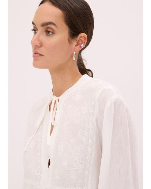 bonprix White Bluse Mit Lochstickerei
