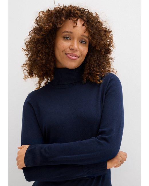 bonprix Blue Basic Rollkragenpullover
