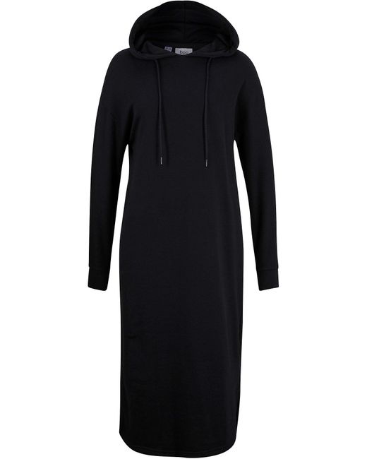 bonprix Black Oversize-Sweatkleid Mit Kapuze