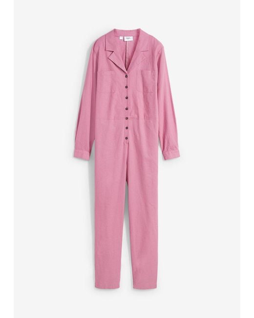 bonprix Pink Leinen-Overall