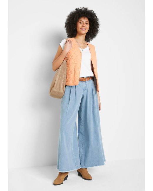 Jeans Elasticizzati Basic Essential, Wide Leg di bonprix in Blue