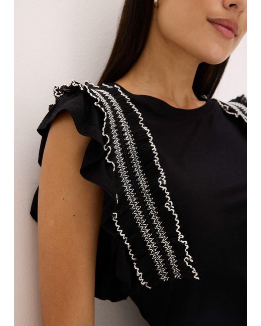 bonprix Black Top Mit Volants Aus Softem Viskose-Mix