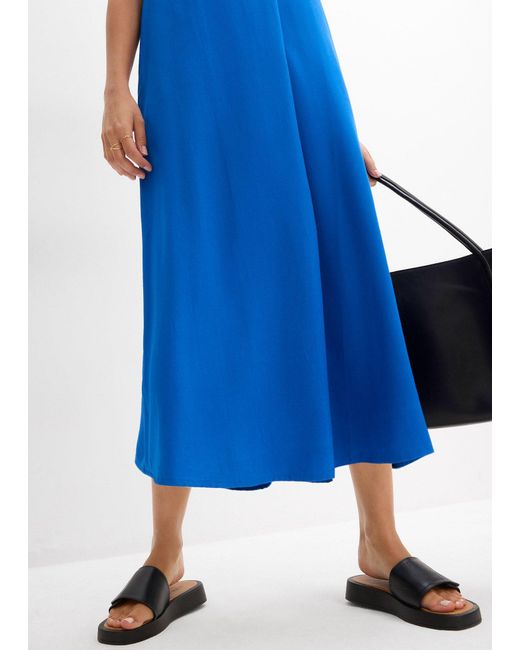 bonprix Blue Trägerkleid Aus Fließender Viskose