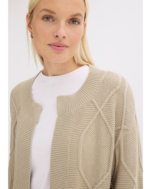 bonprix Natural Strickjacke Mit Zopfmuster