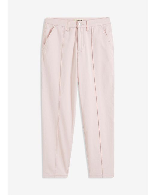 bonprix Pink Stretch-Twill-Hose Mit Biese