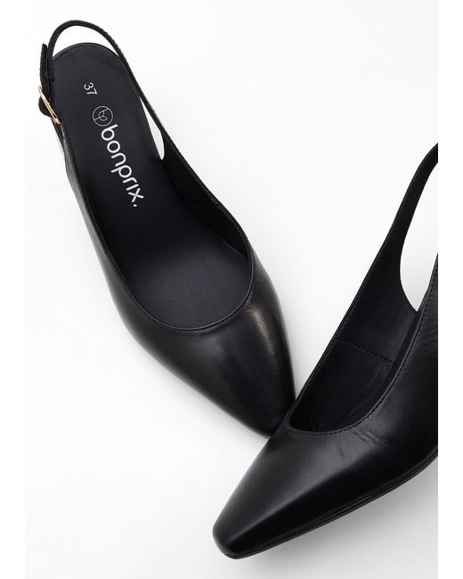bonprix White Sling Pumps Aus Leder