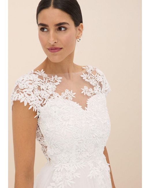 bonprix White Brautkleid Aus Zartem Tüll Mit Spitze