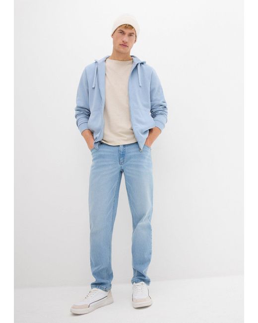 Felpa Con Zip E Cappuccio di bonprix in Blue da Uomo