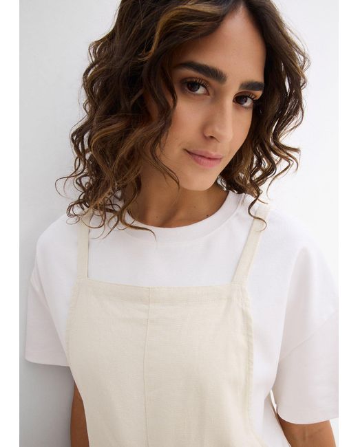 bonprix Natural Kurzer Jumpsuit Aus Luftigem Leinen-Mix