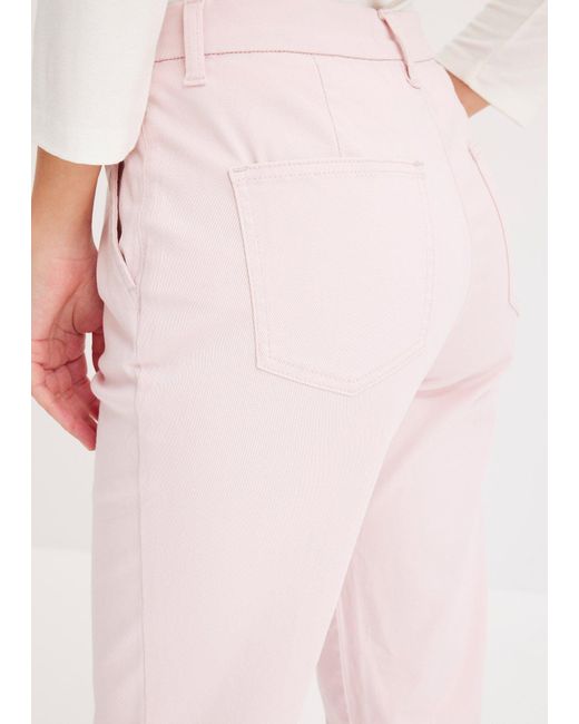 bonprix Pink Stretch-Twill-Hose Mit Biese