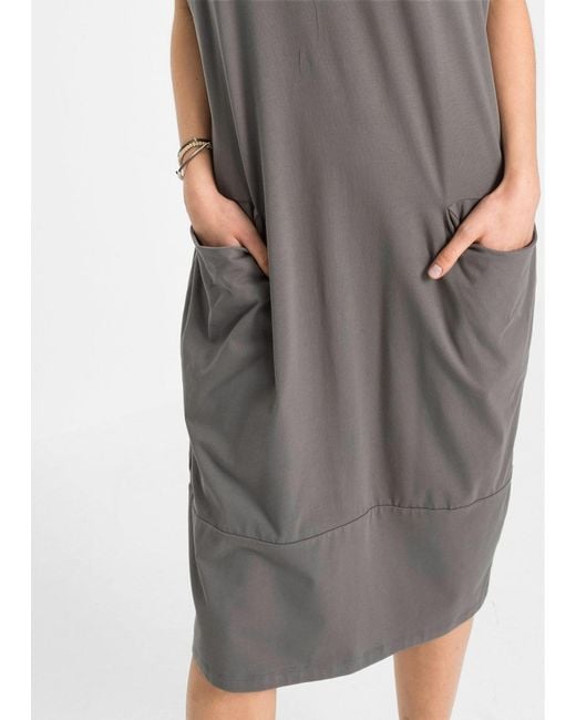 bonprix Gray Jerseykleid Mit Taschen