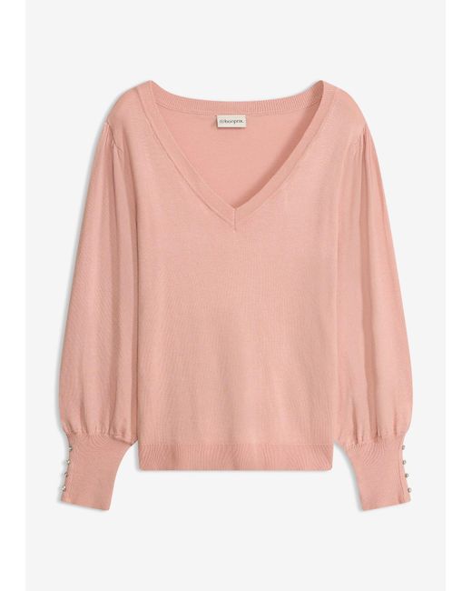 bonprix Pink Feinstrickpullover Aus Viskose-Mix