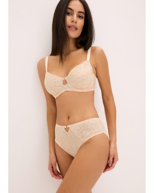 Slip Alto Con Pizzo Glitterato Bicolore di bonprix in Natural