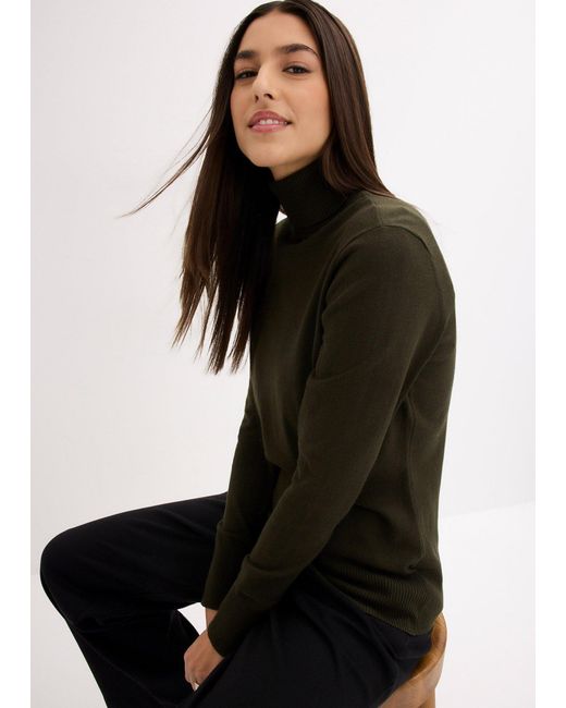 bonprix Green Basic Rollkragenpullover