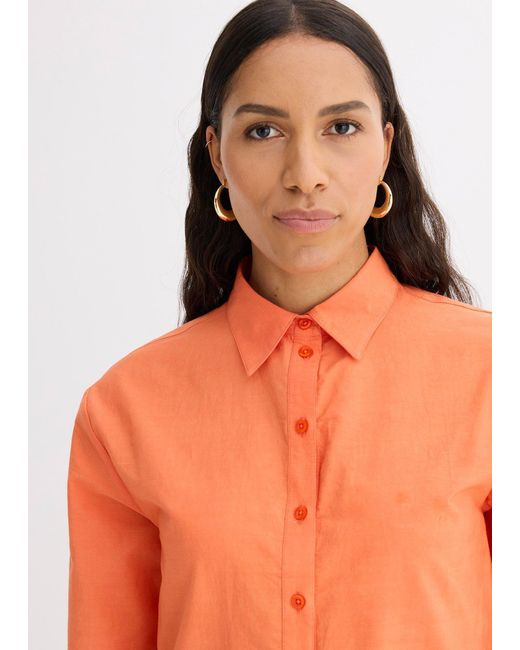 bonprix Orange Hemdbluse Aus Reiner Baumwolle