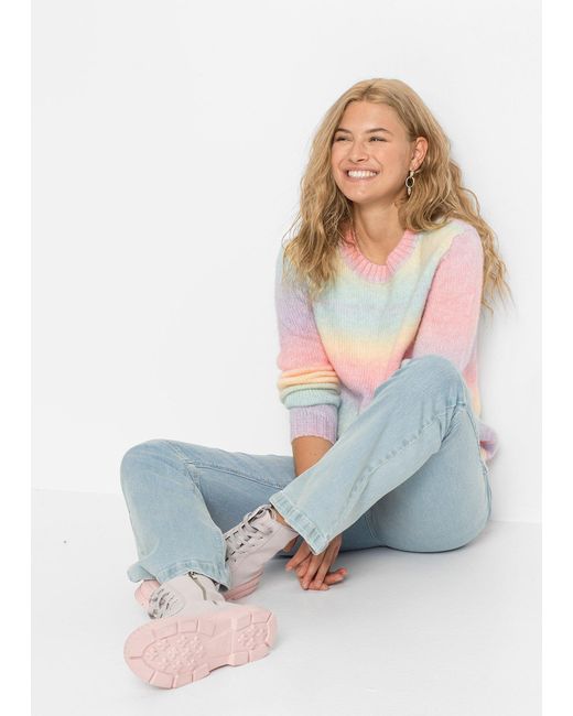 bonprix Gray Grobstrick-Pullover Aus Weichem Woll-Mix