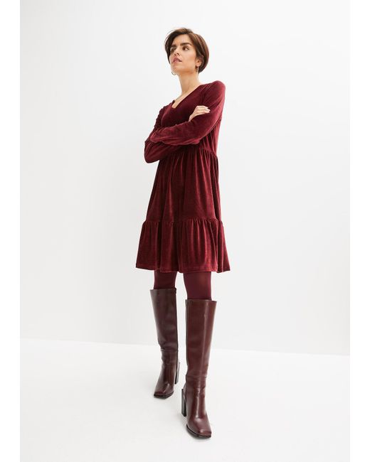 bonprix Red Minikleid Aus Elastischen Samt