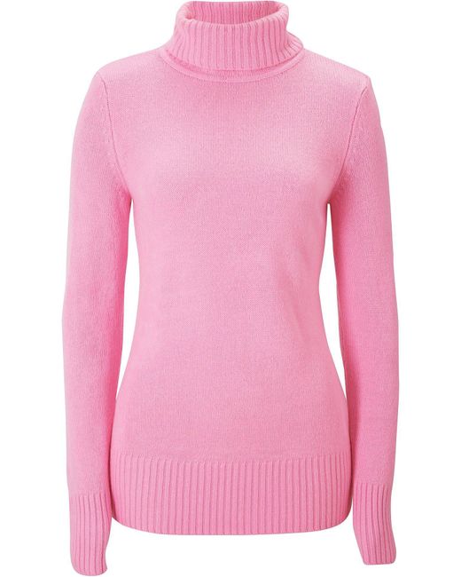 bonprix Fijn Gebreide Basic Coltrui in het Pink