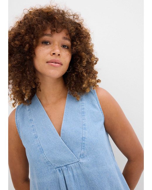 Blusa Smanicata di bonprix in Blue