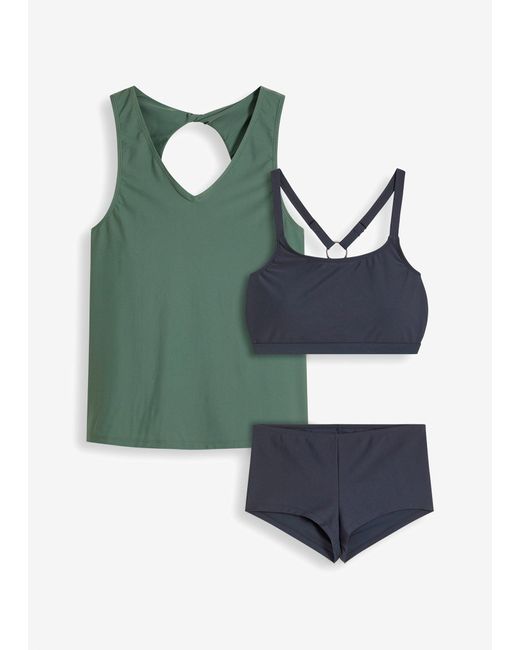 Tankini Completo E Top Extra (Set 3 Pezzi) di bonprix in Green