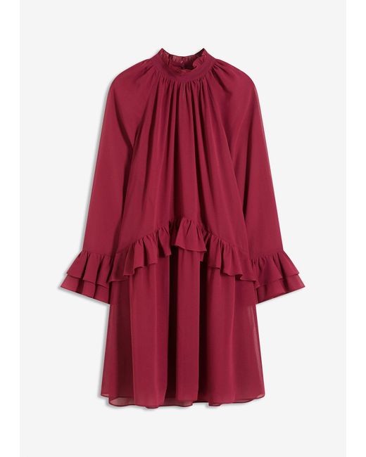 Abito Di Chiffon Con Volant di bonprix in Red