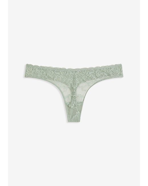 bonprix Green V-String Mit Floraler Spitze