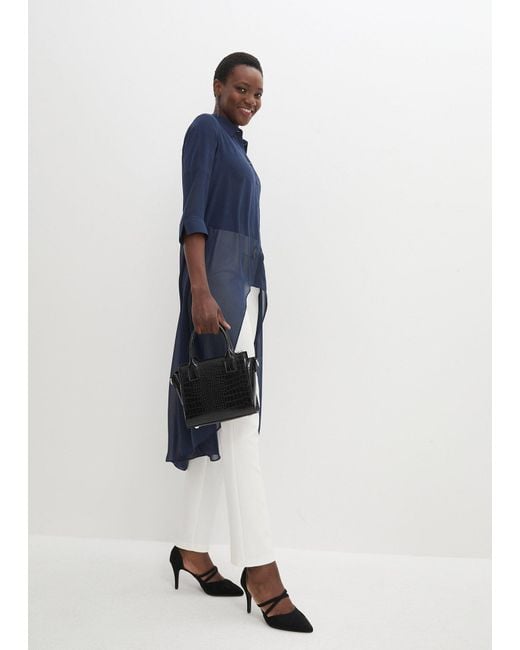 Blusa Di Chiffon Con Volant di bonprix in Blue