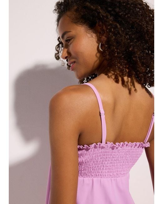 Tankini A Fascia Con Lavorazione A Punto Smock (Set 2 Pezzi) di bonprix in Pink