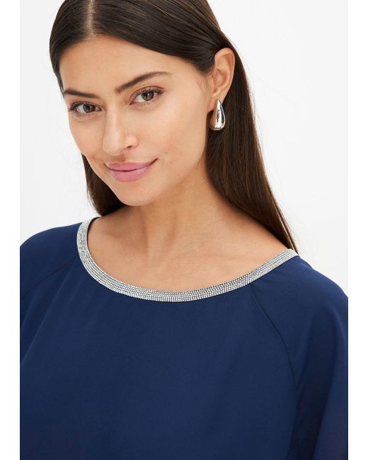 bonprix Blue Bluse Mit Strasssteinen