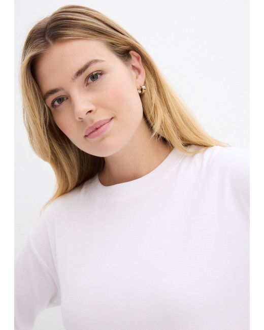 bonprix White Langarmshirt Aus Reiner Schwerer Bio-Baumwolle