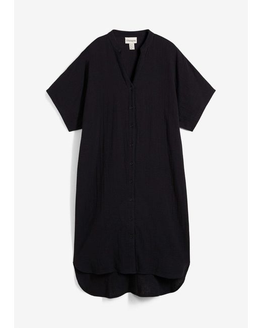 bonprix Black Hemdblusenkleid Aus Reiner Baumwolle