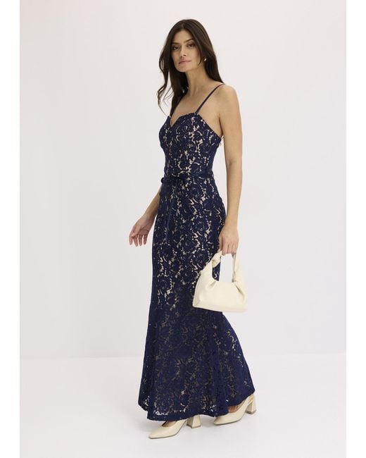 bonprix Blue Spitzenkleid Mit Trägern Und Satin-Band
